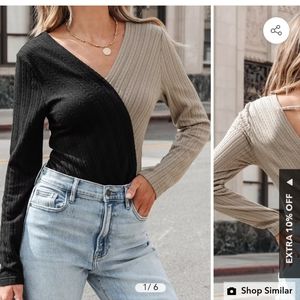 Cupshe cable knit two-tone bodysuit